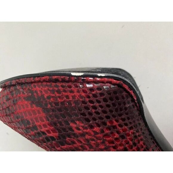 GUESS Red Snake Print High Stiletto Heeled Peep Toe Heels Size 7M Used - Picture 7 of 13